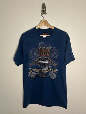 2000's Harley Davidson 100 Years Amsterdam Blue Tee Size Medium
